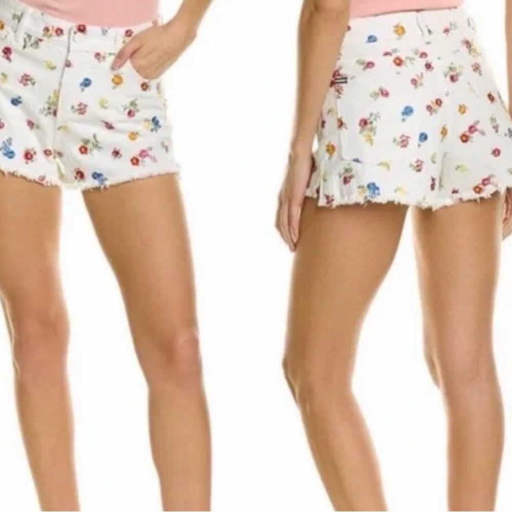 Alice + Olivia White Denim Floral Embroidered Cutoff Shorts worn once!